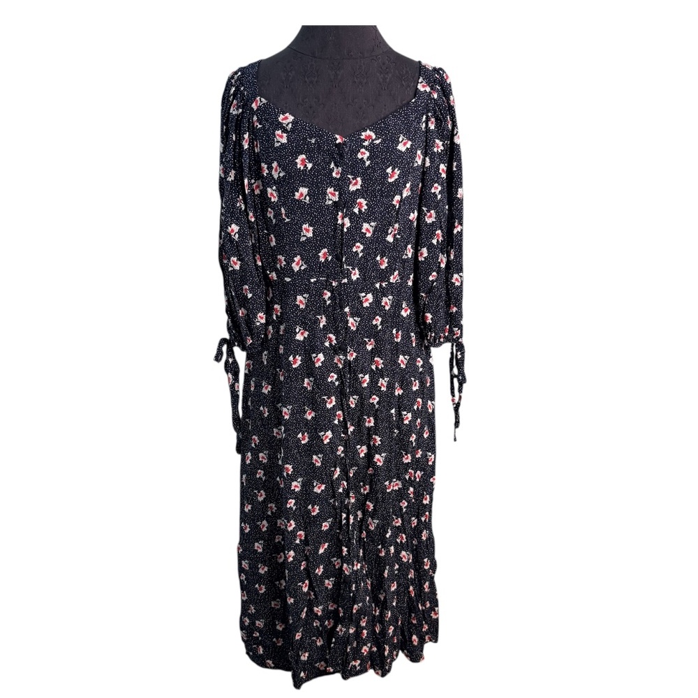 Suzanne Betro Floral Black Midi Dress